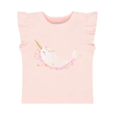 เสื้อยืดเด็กผู้หญิง Mothercare pink narwhal t-shirt VF127