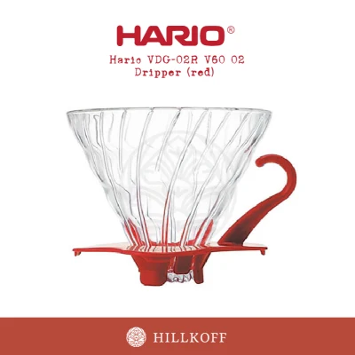 HILLKOFF : Hario Glass Dripper VDG-02R V60 (สีแดง)