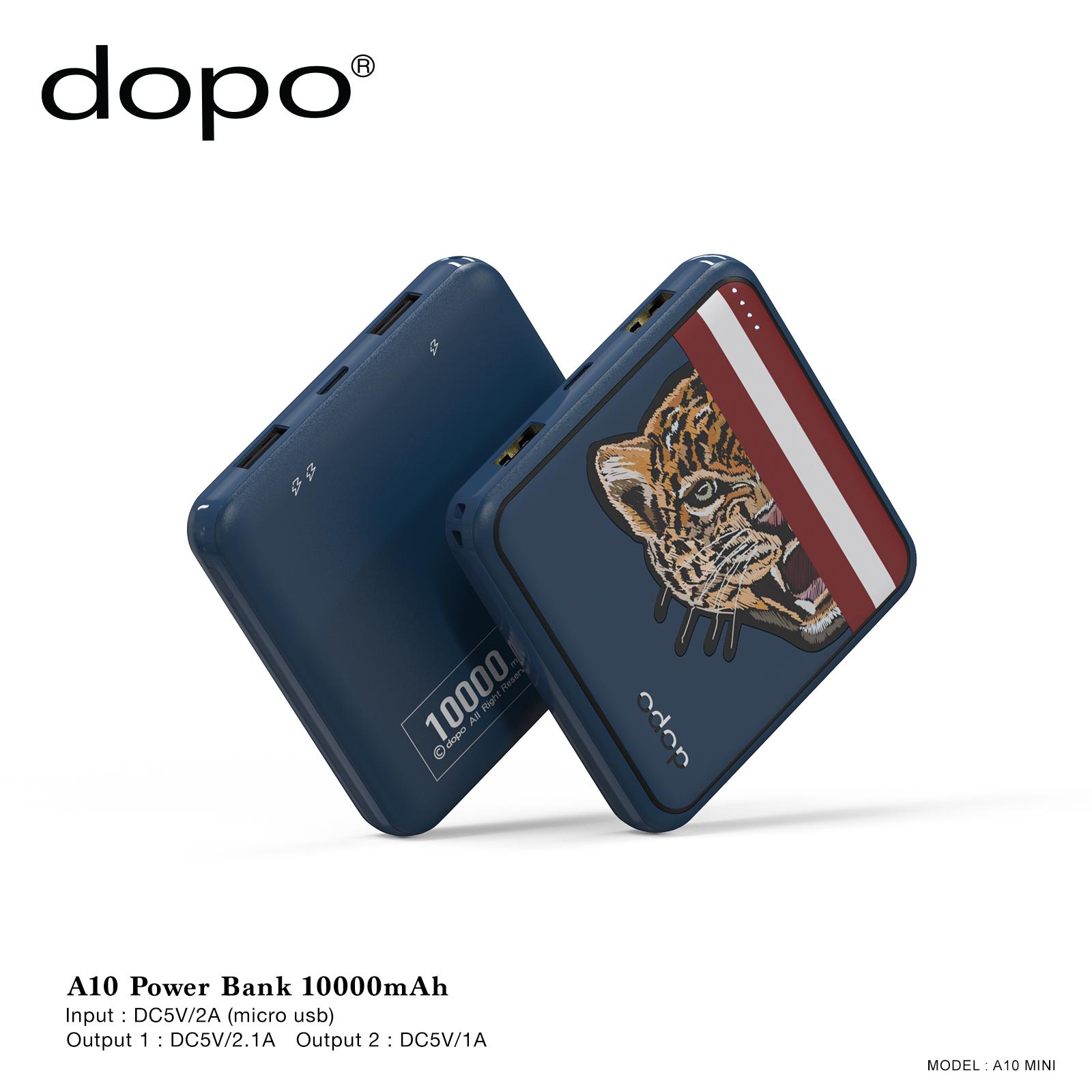 แบตเตอรี่สำรอง dopo Power Bank รุ่น A10 mini (Tiger) ขนาด 10000mAh รับประกัน 1 ปี ของแท้ 100% (ผลิตหรือนำเข้าก่อน 16 พ.ย. 63)