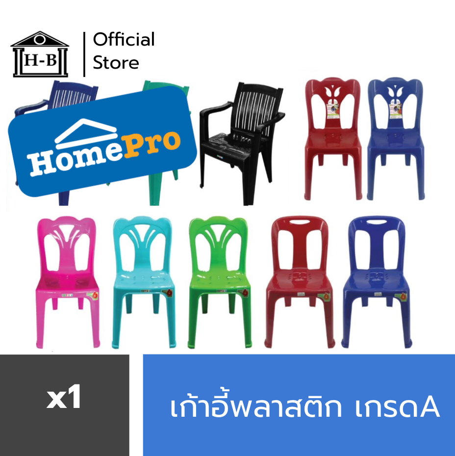 Home Best [ขั้นต่ำ3ตัว] เก้าอี้พลาสติกท่ีมีขายในhome pro เกรดเอ รับได้120กิโล ดีที่สุดในlazada เก้าอี้