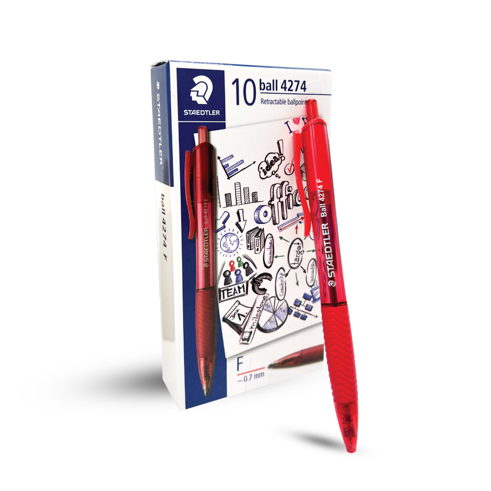 ปากกาลูกลื่น หัวบอล เขียนสบาย เส้นสวย 0.7มิล รุ่น 4274-F ยี่ห้อ Staedtler 10 ด้าม / กล่อง
