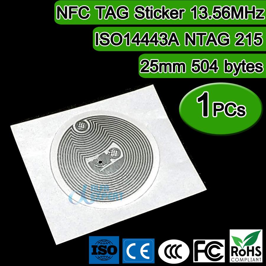 ฉลากสติกเกอร์ NFC ขนาด 25mm 1PCs/Lot NFC TAG Sticker 13.56MHz ISO14443A NTAG 215 NFC Sticker Universal Lable RFID Tag for all NFC ( Capacity 504 Bytes )
