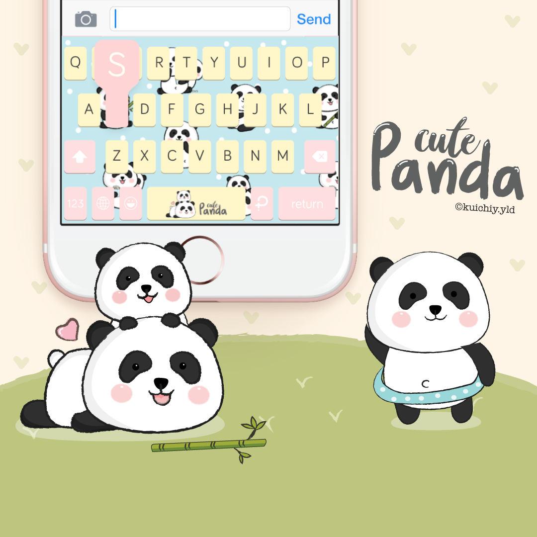Panda Cute. Keyboard Theme⎮(E-Voucher) for Pastel Keyboard App ราคา 69 บาท*ส่งฟรี