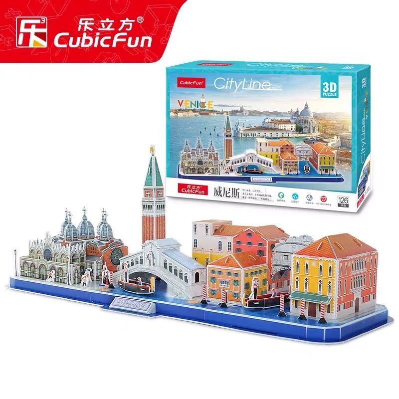 จิ๊กซอว์ 3มิติ โมเดล เมืองเวนิส ประเทศอิตาลี เมืองจำลอง City Line Venice 3D Puzzle Cubicfun #MC269H - Toys Store