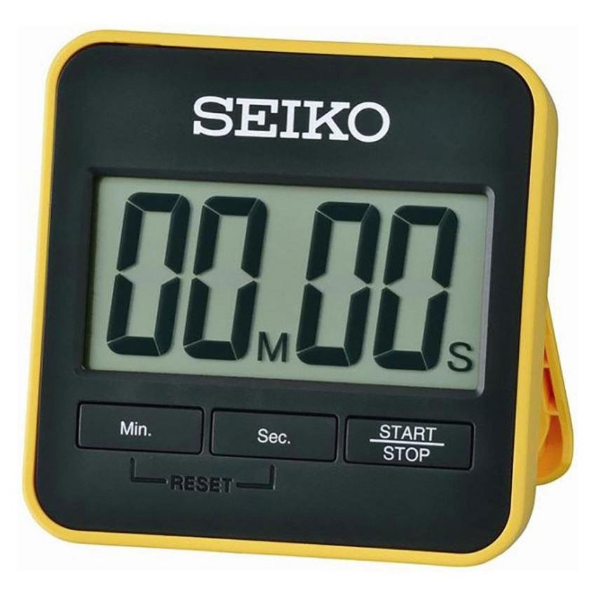 นาฬิกาจับเวลานับถอยหลัง ตัวเรือนพลาสติกสีเหลือง SEIKO DIGITAL TIMER รุ่น QHY001Y ขนาดตัวเรือน 66 มม. พร้อมขาตั้ง มีเสียงปลุกเตือน