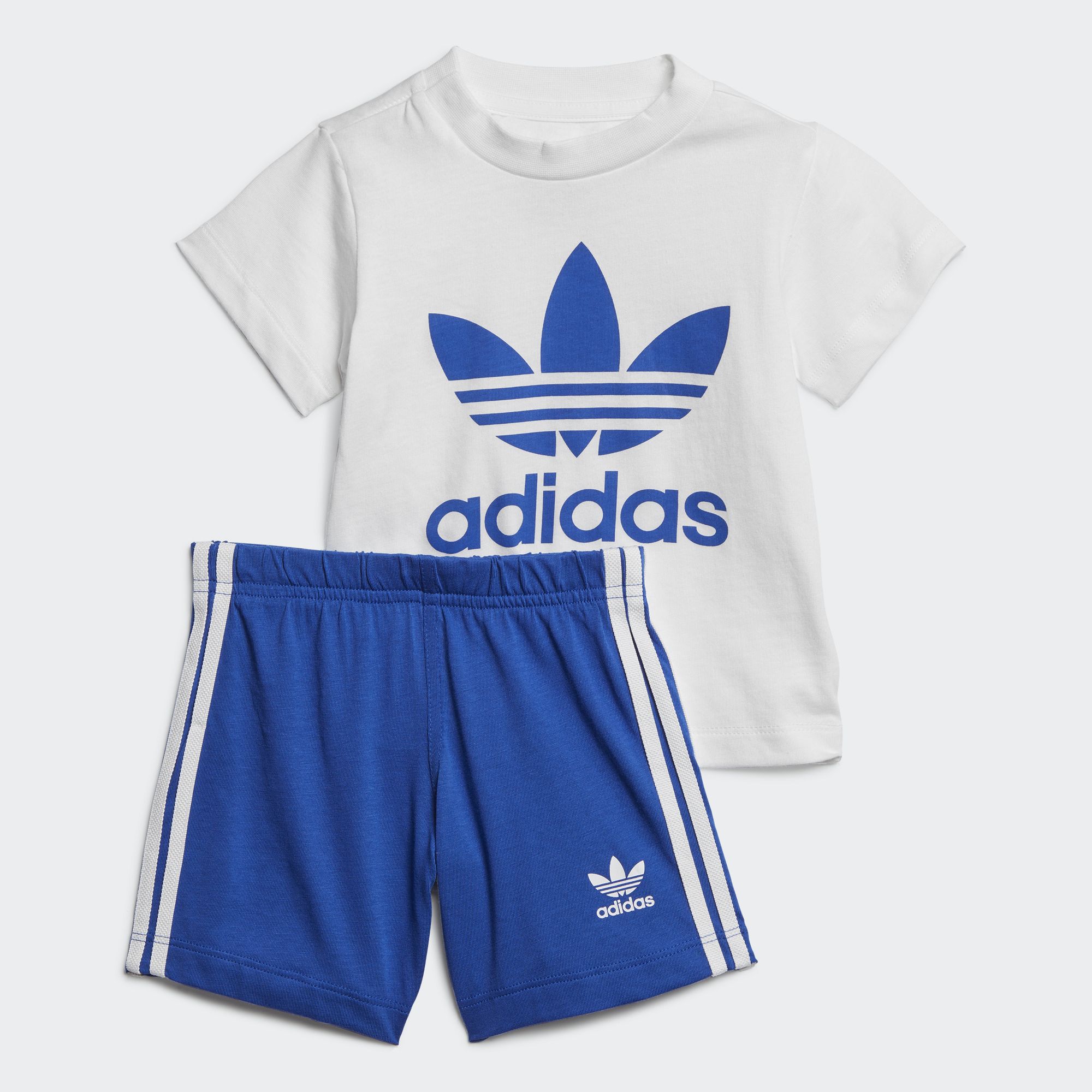 adidas ORIGINALS Trefoil Shorts Tee Set เด็กเล็กไม่ ระบุเพศ สีขาว GD2626