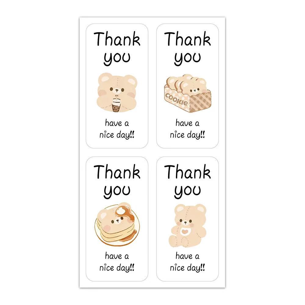 สติ๊กเกอร์ขอบคุณ ติดกล่อง แก้ว ถุง 3*6ซม 100ดวง sticker thankyou S3