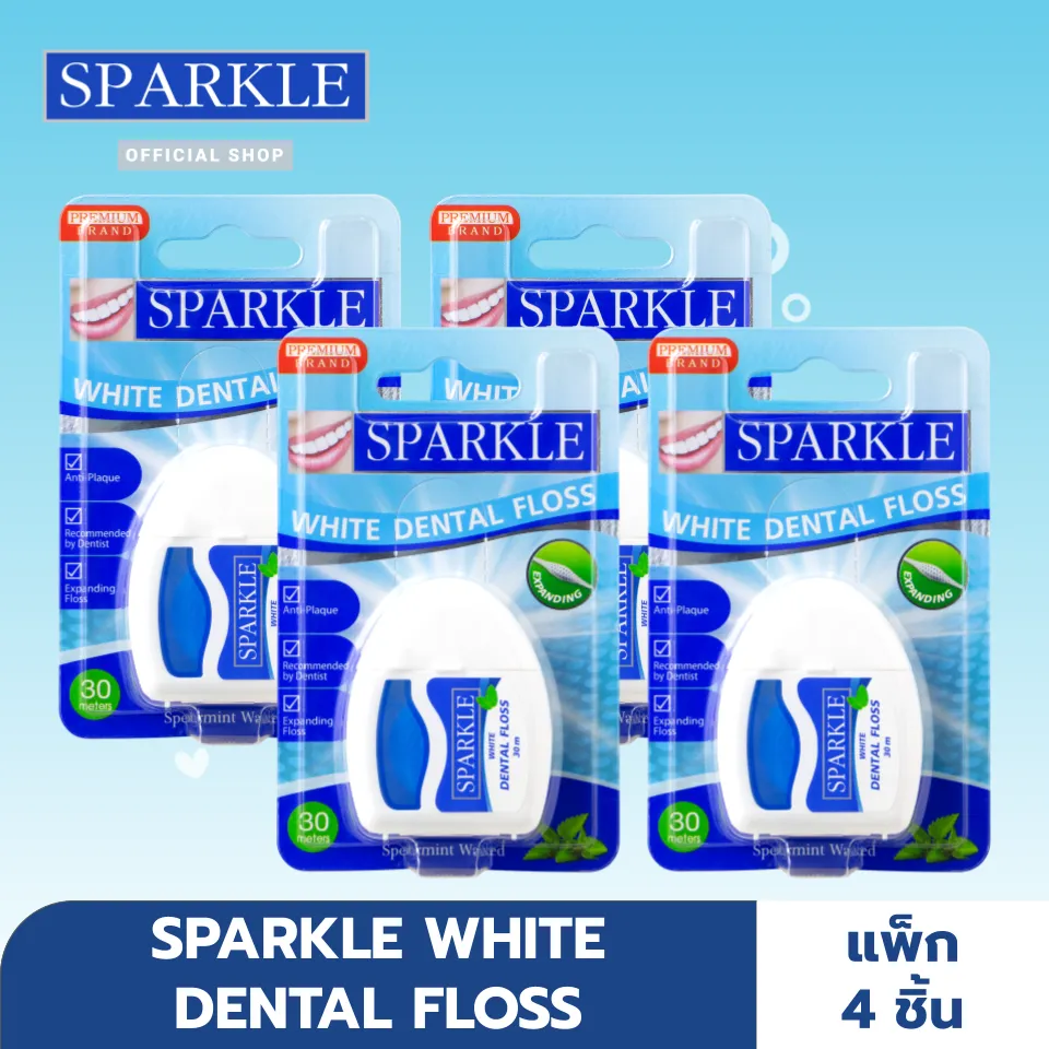 [แพ็ก 4] SPARKLE ไหมขัดฟัน White Dental Floss 30 m. SK0059