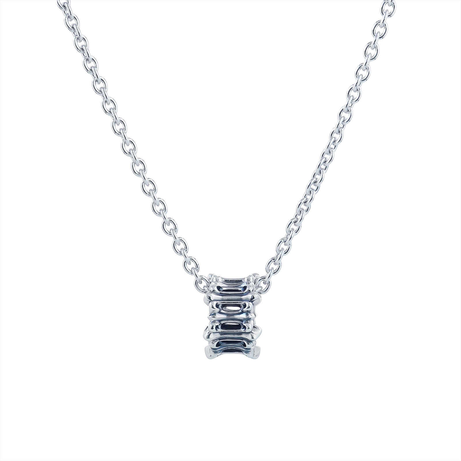 Classic Necklace - Prophecy Ring Bead Set 45 -50 cm สร้อยคอเงินแท้ 925 ทำมือแฮนด์เมด พร้อมจี้ Prophecy Ring Bead ลายโซ่คลาสสิกชุบไวท์โกลด์ **สามารถถอดจี้ออกได้