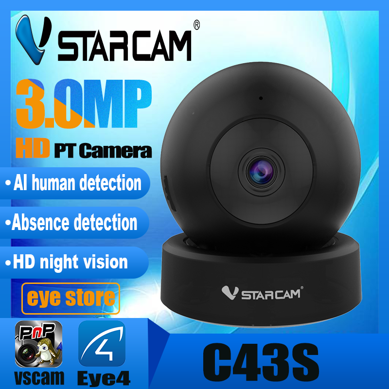 Vstarcam C43S ความละเอียด 3MP กล้องวงจรปิดไร้สาย IP Mini  Wifi Camera（สีดำ)