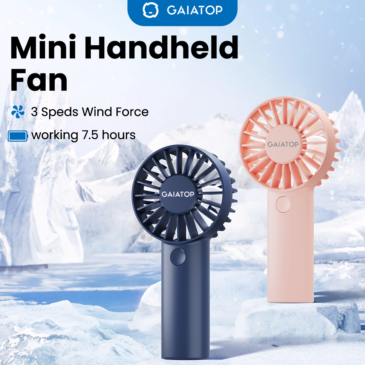 Gaiatop Mini Portable Handheld Fan, ultra Long standby Handheld fan, cute design 3-speed Personal fan, lightweight makeup USB charging fan, stylish for girls, women, indoor and outdoor ราคา 219 บาท*ส่งฟรี