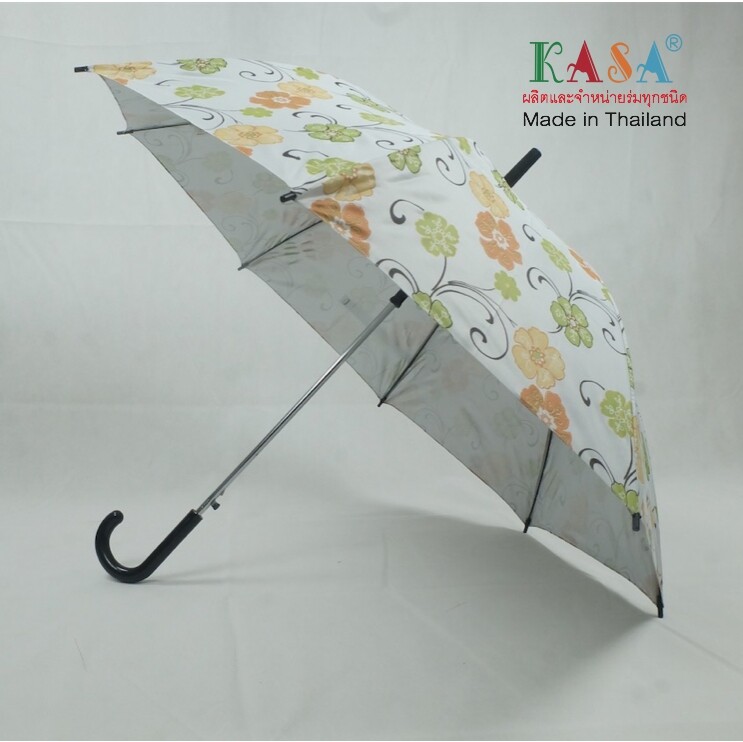ร่ม ร่มก้านยาว 22นิ้ว เปิดออโต้ ลายดอก กันUV ร่มกันแดด ผลิตในไทย umbrella รหัส 2204-1