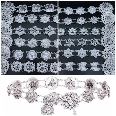 Vintage jewelry antique jewelry set Isaan flower belt Lanna Thai series silver buckle