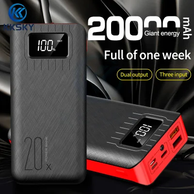 Powerbank 20000mAh Fast Charge Power Bank การชาร์จแบบ Dual USB พร้อมไฟแฟลช