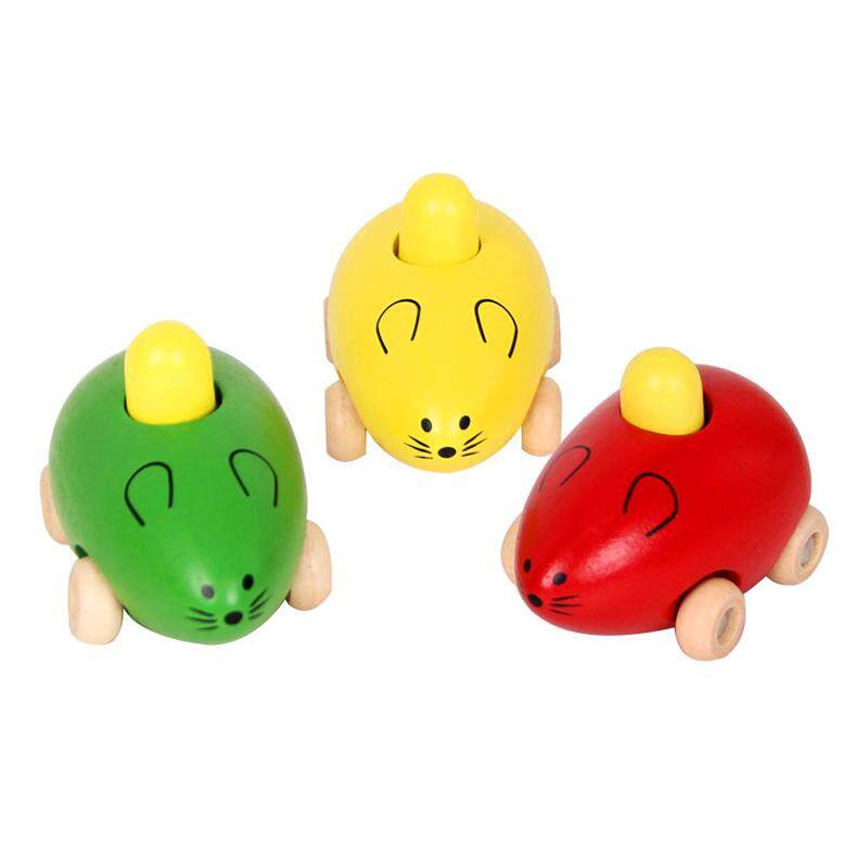 รถไม้หนูมินิ ของเล่นเด็กน่ารัก มี 4  สีให้เลือก     Mini Toy Wooden Mouse Car Cute Baby Toy 4 Colors Available