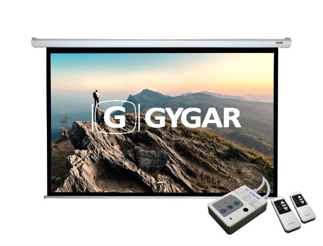 จอรับภาพ โปรเจคเตอร์ แบบควบคุมการขึ้นลงด้วยมอเตอร์ไฟฟ้า GYGAR Motorized Screen Gygar (120") 4:3 ราคา 12,900 บาท*ส่งฟรี