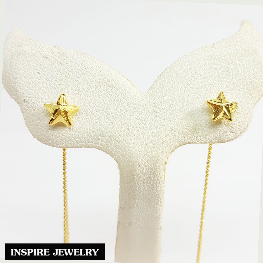 Inspire Jewelry ,ต่างหูรูปดาว แบบห้อย หุ้มทองแท้ 100$K  พร้อมกล่องทอง