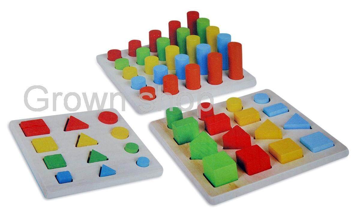 บล็อคไม้ เรขาคณิต ของเล่นฝึกทักษะการแยกรูปทรง ของเล่นเด็กเล็ก Geometric wooden blocks Shape-separation skills training toys Baby toys