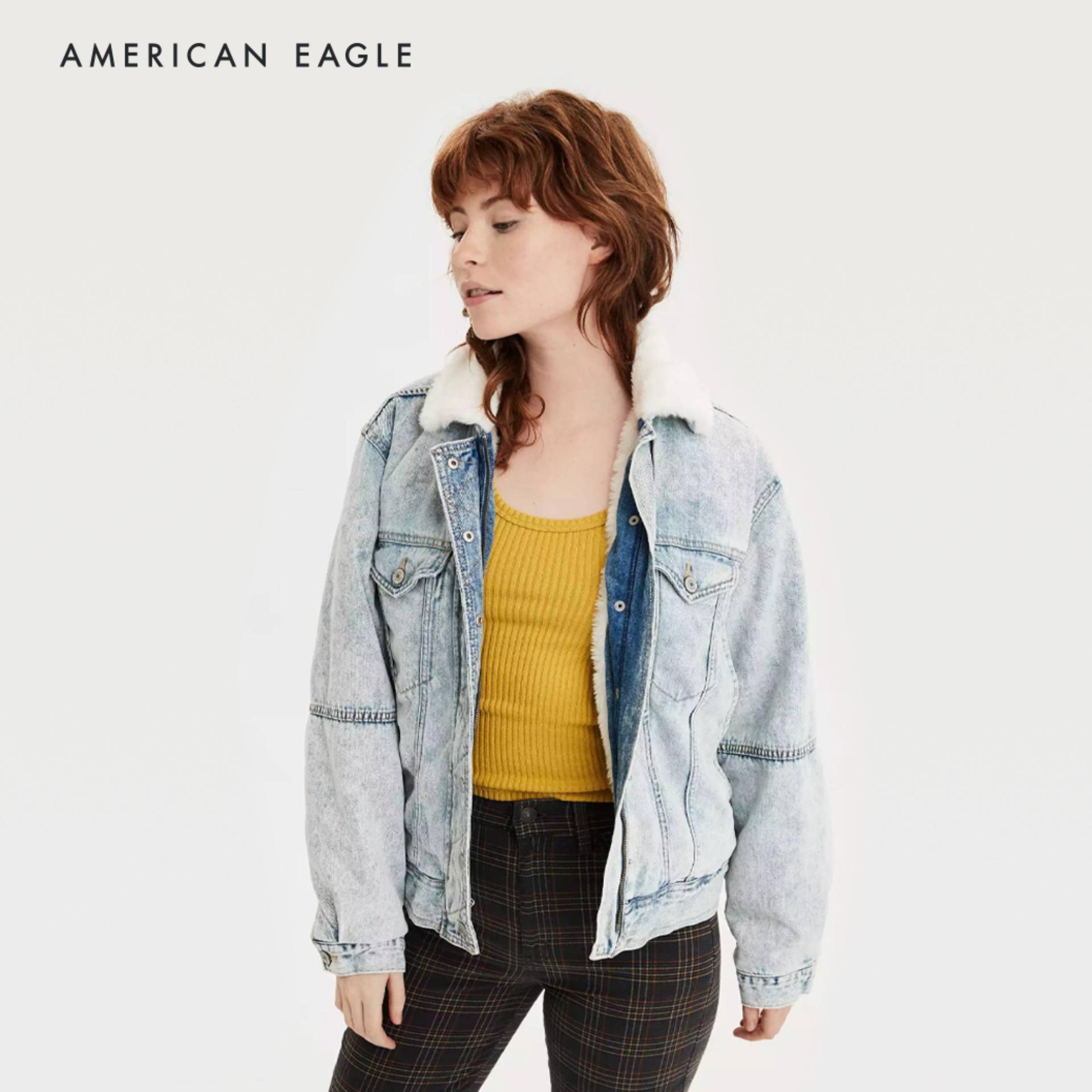 American Eagle Fuzzy Sherpa Lined Denim Jacket เสื้อ แจ็คเก็ต เดนิม กันหนาว ผู้หญิง (038-2737-400)