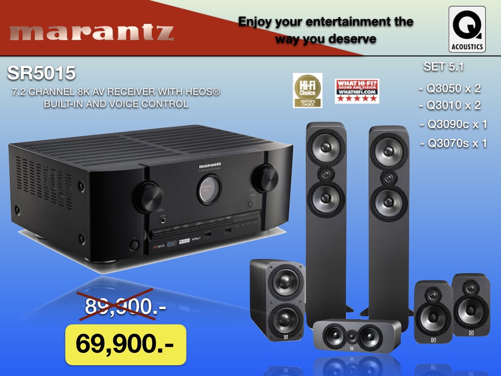Marantz SR5015+Q Acoustics set 5.1 Q3050+Q3010+Q3090c+Q3070s
