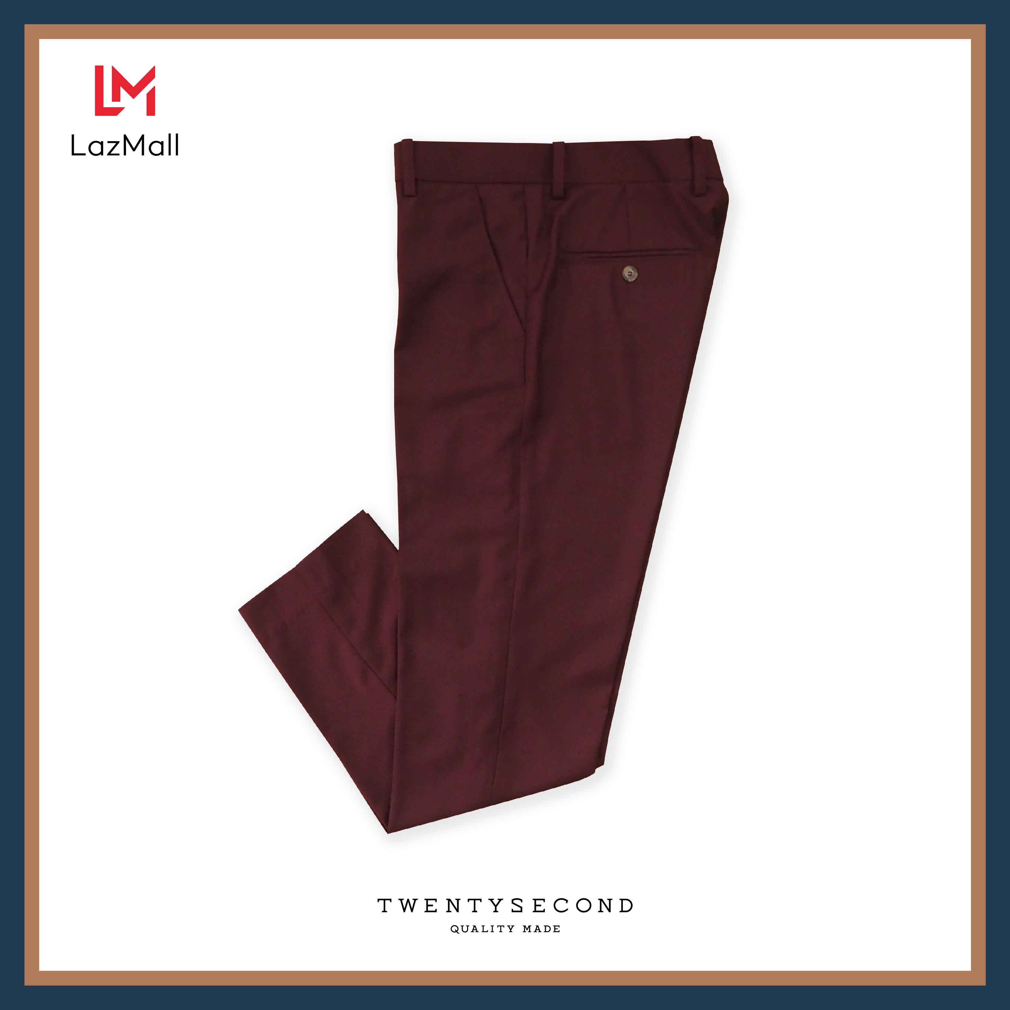 TWENTYSECOND กางเกงขายาวอิตาเลียนวูล ทรงกระบอก - สีแดงเลือดหมู / Italian Wool Pants - Maroon
