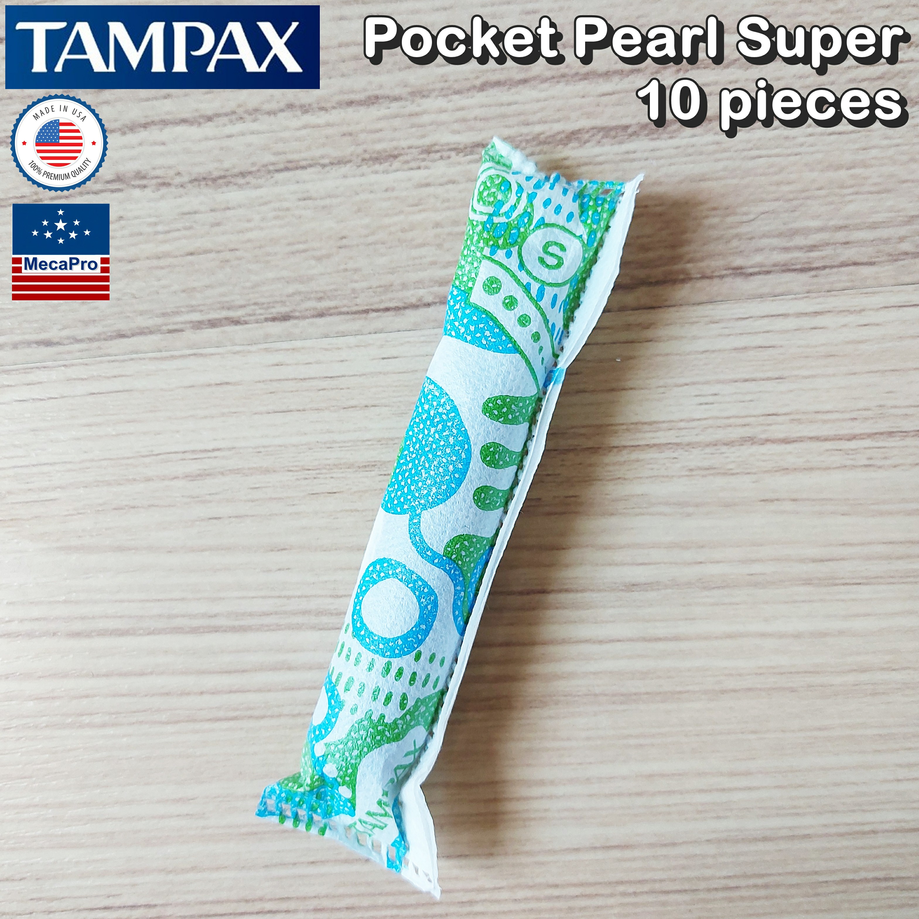 Tampax® Pocket Pearl Plastic Tampons Super 10 pieces ผ้าอนามัยแบบสอด 10 ชิ้น เหมาะกับวันมามาก