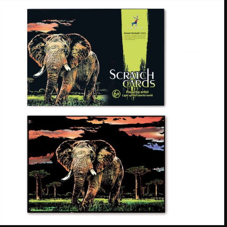 (พร้อมส่ง 52 แบบ) ฟรีแท่งไม้ขูดทุกชุด ศิลปะขูด Magic Scratch Art ขนาด 40.5x28.5cm (A3) แผ่นขูดภาพวิวระบายสีต่างประเทศ