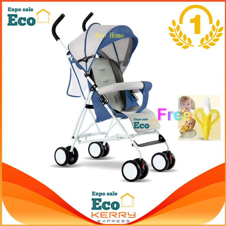 Eco Home รถเข็นเด็กแบบใหม่ 2019：มีน้ำหนักเบา4.4 กิโลกรัม สามารถนั่งได้เท่านั้น ขนาดใหญ่ Baby Stroller 3-36เดือน รุ่น：Eco300 Free Gift baby brush