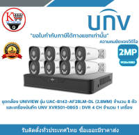 ชุดกล้อง UNIVIEW รุ่น UAC-B142-AF28LM-DL (2.8MM) จำนวน 8 ตัว  และเครื่องบันทึก UNV XVR301-08G3 : DVR 8 CH จำนวน 1 เครื่อง