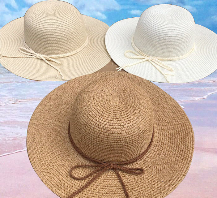 หมวกสาน เกรดดี หมวกฟไชั่น กันแดด พับได้ หมวกปีกกว้าง หมวกเที่ยวทะเล รุ่นA046 สีครีม สีกากี สีขาว
