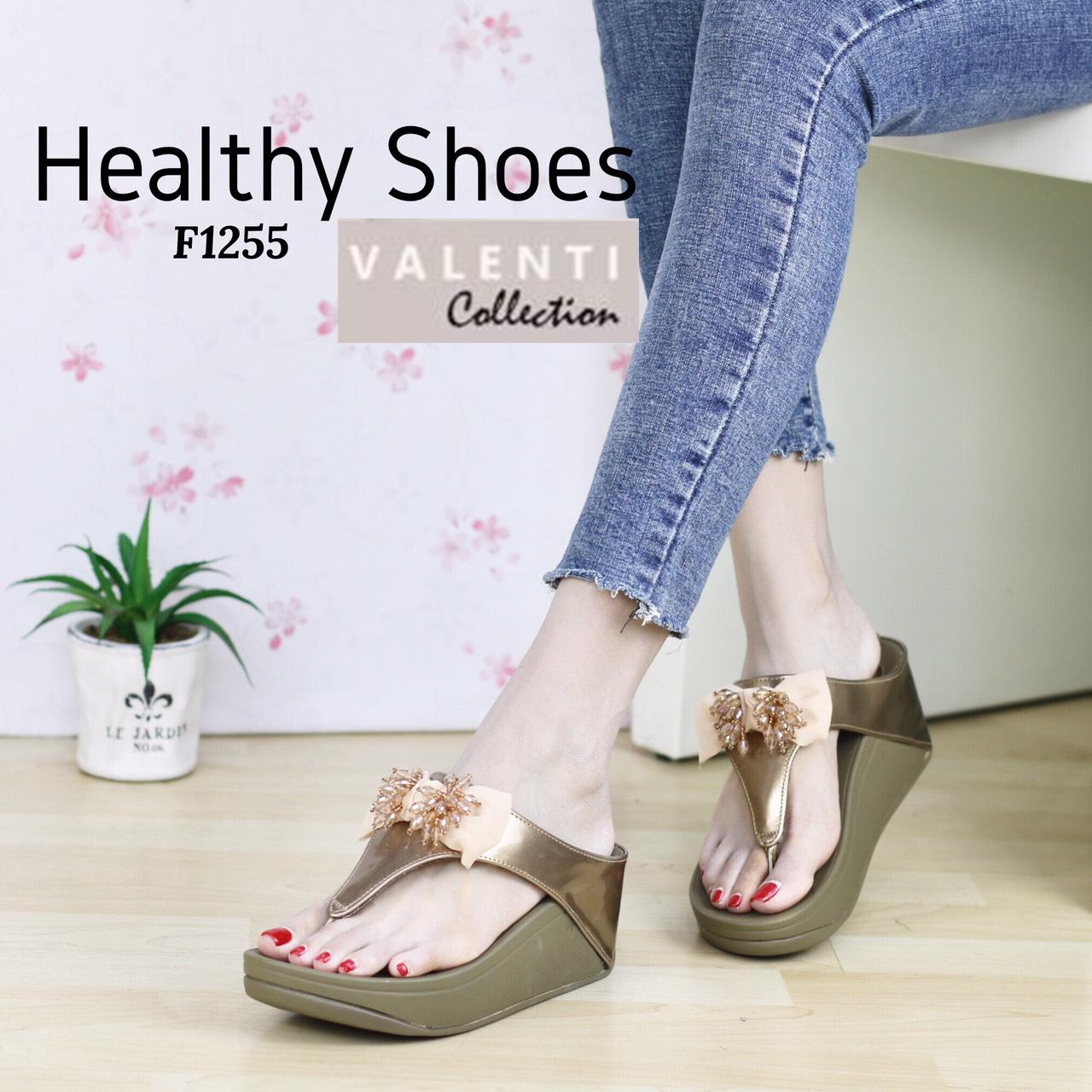 Valenti Collection รองเท้าเพื่อสุขภาพ Health & massage Therapy flipflop นุ่มมาก เบา ใส่สบาย รุ่น F1255 Gold (สีทอง)