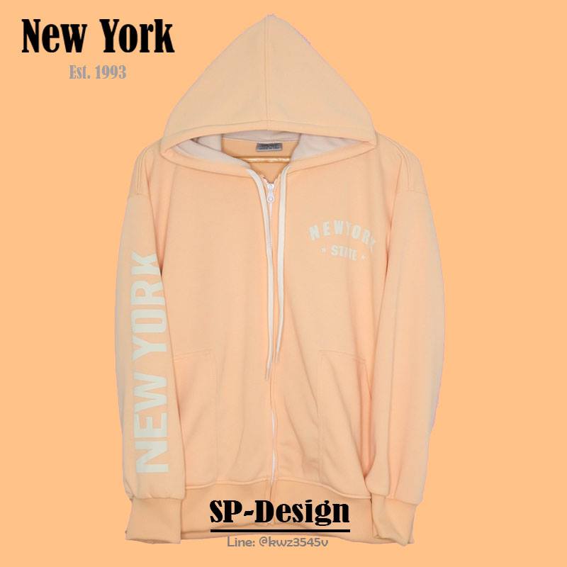 เสื้อคลุมมีฮูด เสื้อกันหนาว New York Hoodie สกรีนแขน