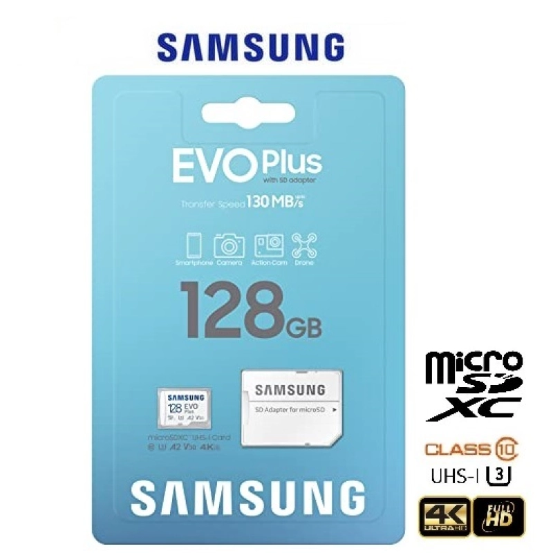 ภาพหน้าปกสินค้าSamsung 128GB EVO Plus Micro SDXC พร้อมอะแดปเตอร์ SD (130MB/s)