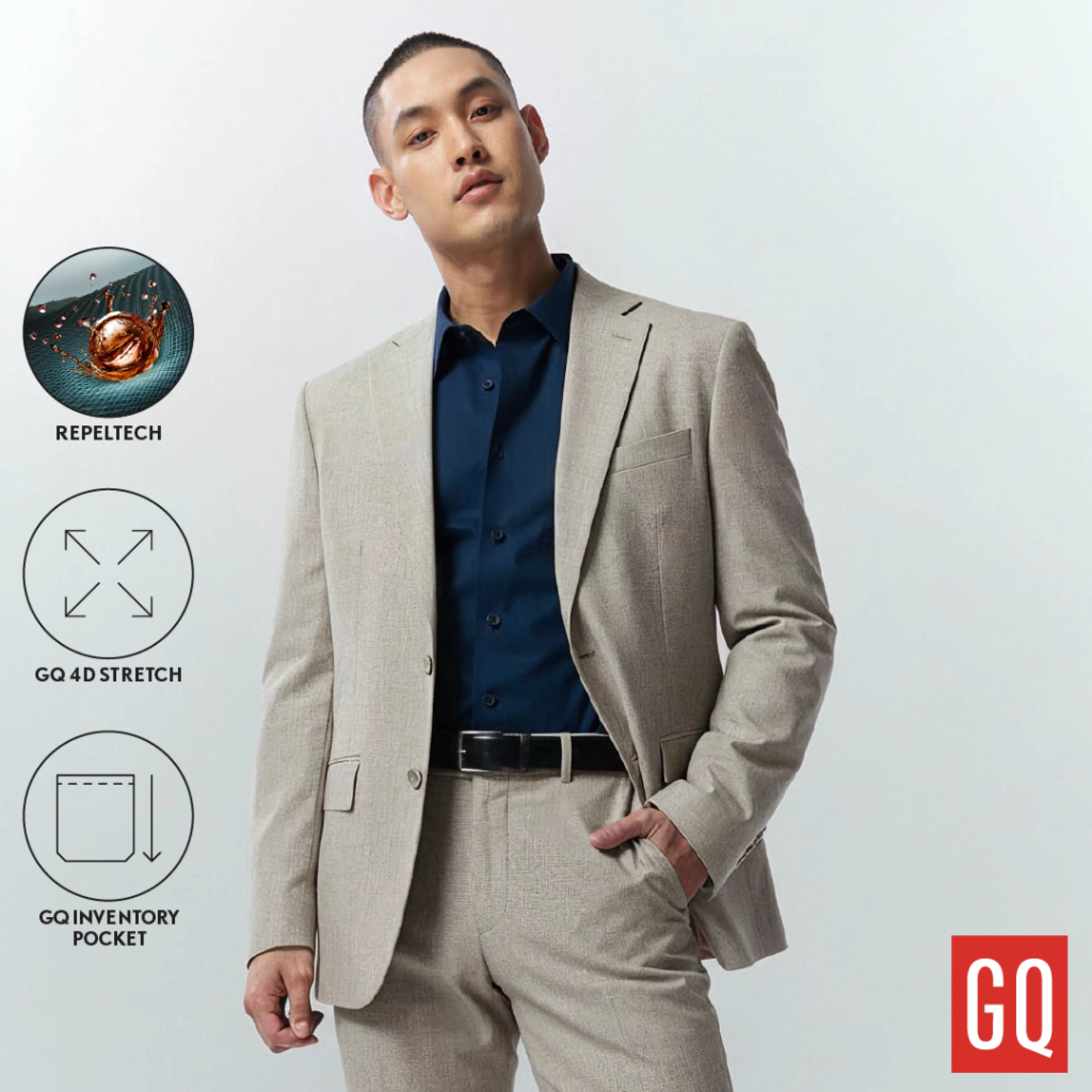 Gq Perfect Blazer ™ Slim Fit Collection, Water-Reflecting Blazer, 4-Way Stretch Fabric (4 Colors Available)