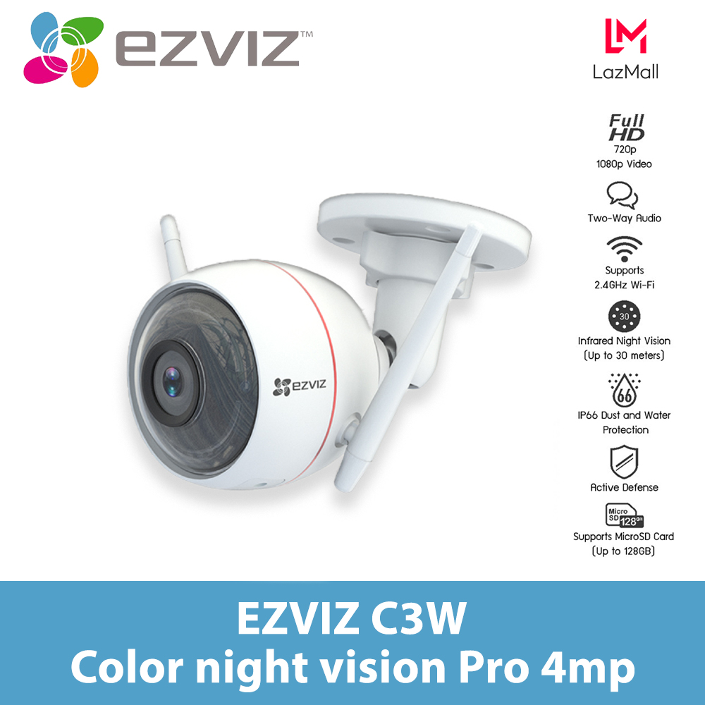 EZVIZ C3W color night vision Pro ภาพคมชัด4MP กล้องวงจรปิด ภาพสีตลอดวันและกลางคืน | รับประกัน 2 ปี