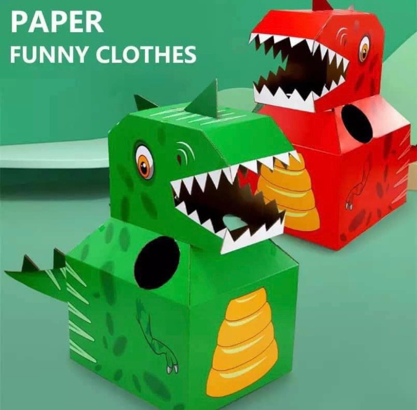 ชุดของเล่นลังกระดาษ ลังกระดาษ DIY ลายไดโนเสาร์