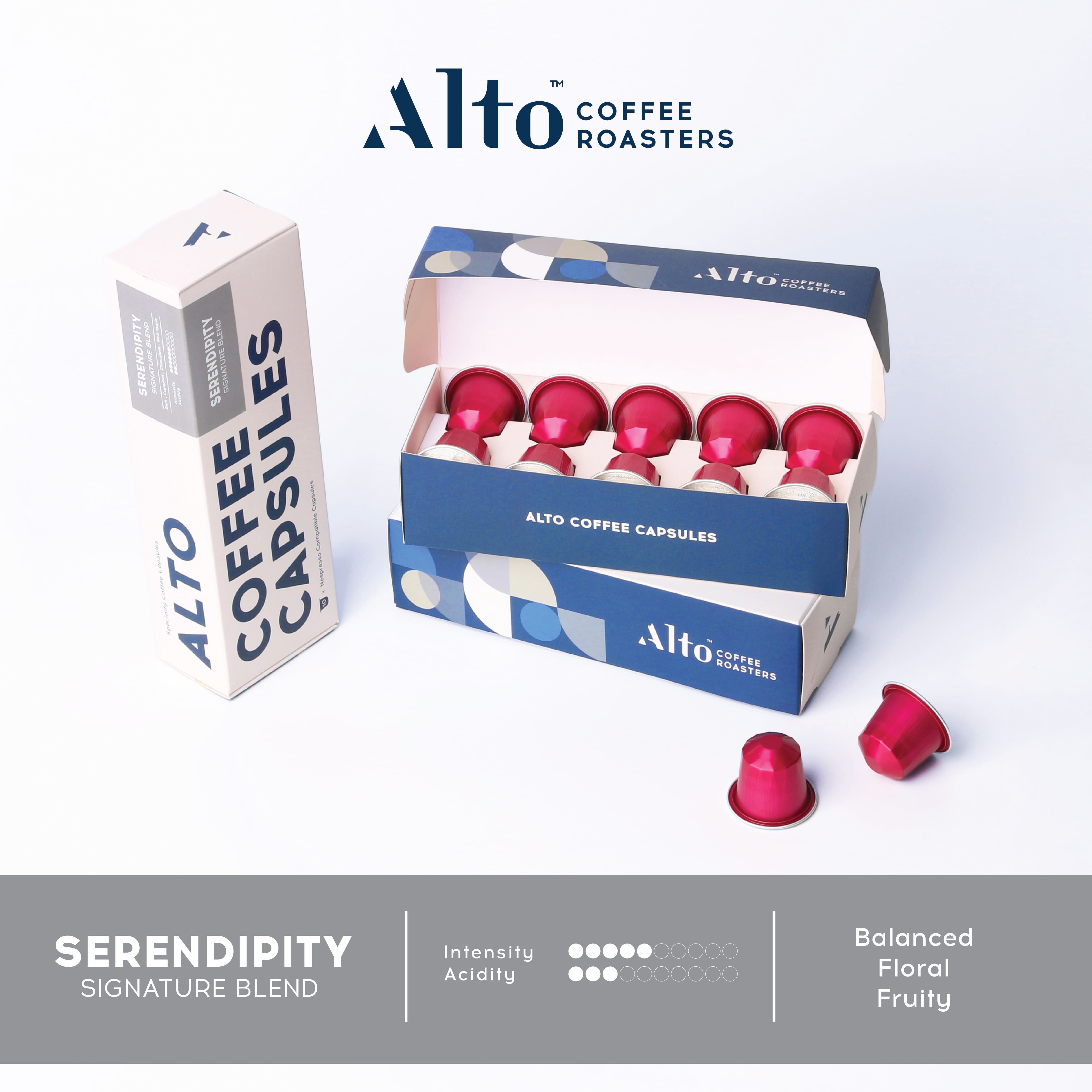 Alto Coffee กาแฟแคปซูล Serendipity Signature Blend สำหรับเครื่อง Nespresso (10 แคปซูล) ราคา 250 บาท*ส่งฟรี