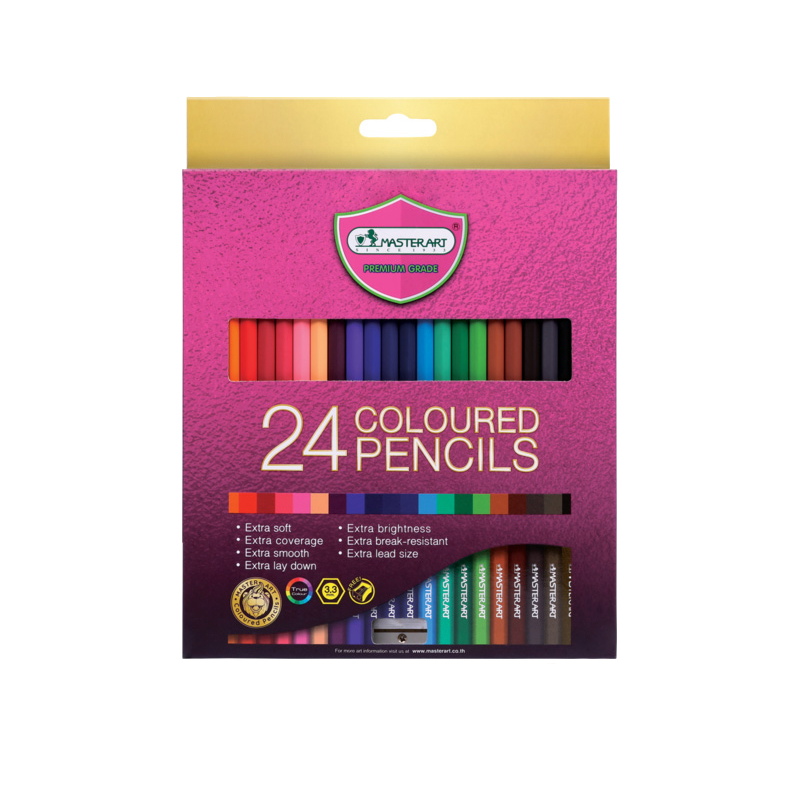 Master Art สีไม้ ดินสอสีไม้มาสเตอร์อาร์ต แท่งยาว 24 สี รุ่นพรีเมี่ยมเกรด จำนวน 1 กล่อง