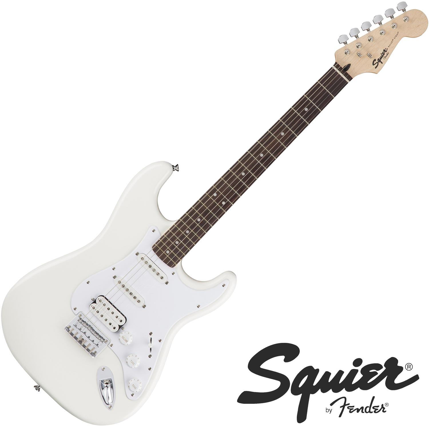 Fender® Squier Bullet Strat HSS กีตาร์ไฟฟ้า ทรง Strat ไม้เบสวู้ด ปิ๊กอัพผสม (สี Artic White) + แถมฟรีคันโยก ** ประกันศูนย์ 1 ปี **