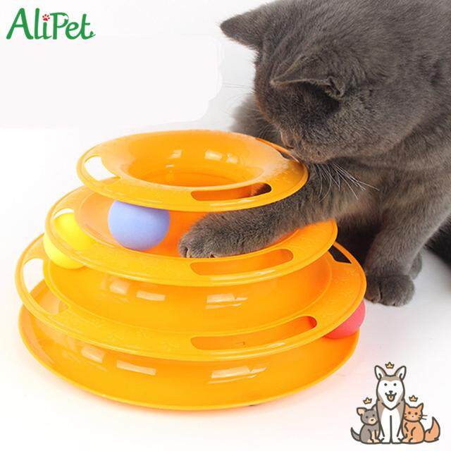 AliPet ของเล่นแมว ราง บอลทาวเวอร์ 3 ชั้น สีส้ม  บอล Plastic Three Levels Tower Tracks Cat Toy Amusement Shelf Play Station