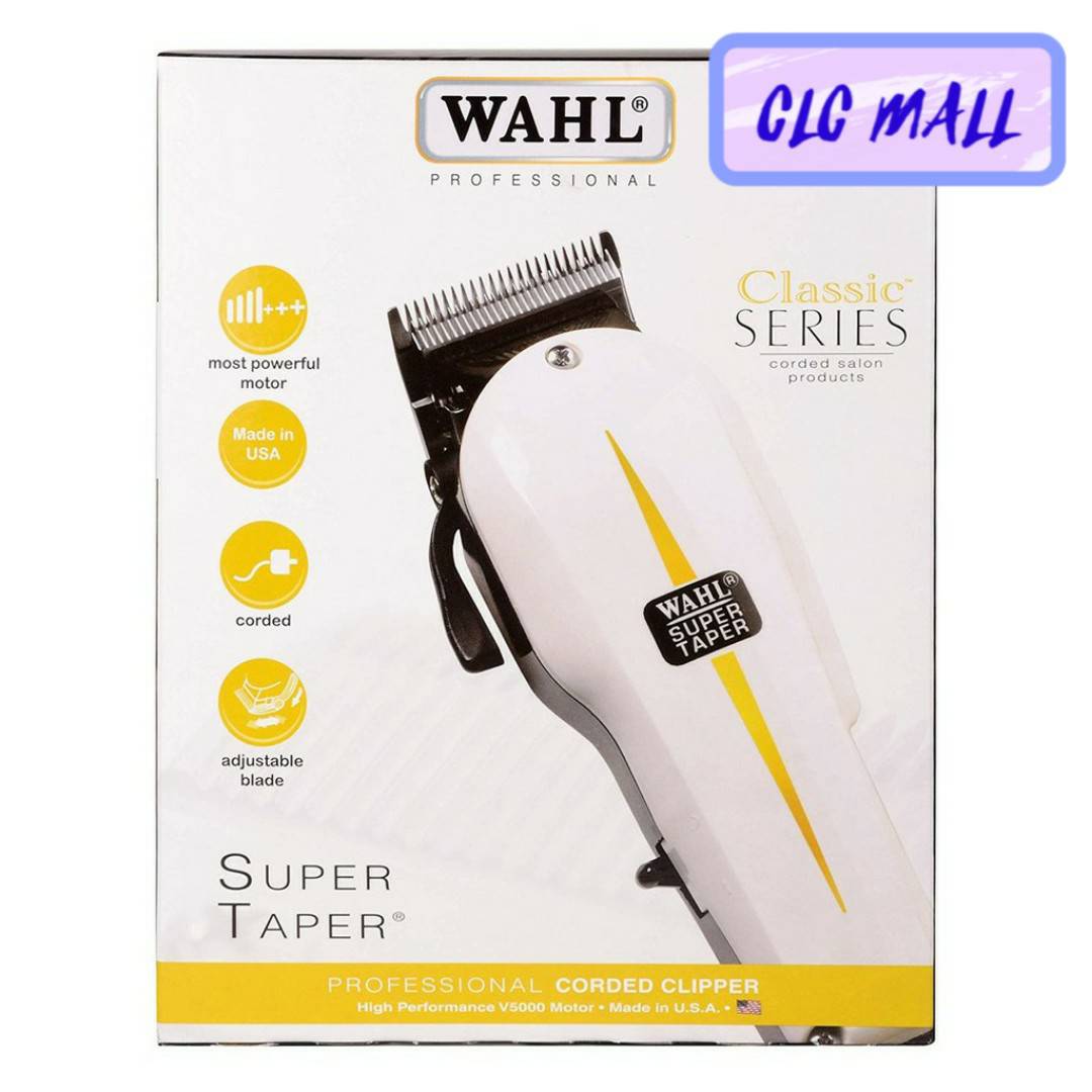 ปัตตาเลี่ยน WAHL รุุ่น Super Taper มอเตอร์ V5000 ปรับฟันได้ วอลล์ แท้100% รับประกัน 1ปี ใช้งานทนทาน มาตรฐาน USA แบตตาเลี่ยน แบตเตอร์เลี่ยน ที่ตัดผม ตัดผม ฟันรอง 6เบอร์ (ดีกว่า Wahl Pro Basic) *กล่องขาวเหลือง* ราคา 1,768 บาท*ส่งฟรี