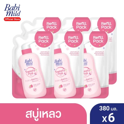 Babi Mild Baby Bath Sweety Pink Plus refill 380 ml X6