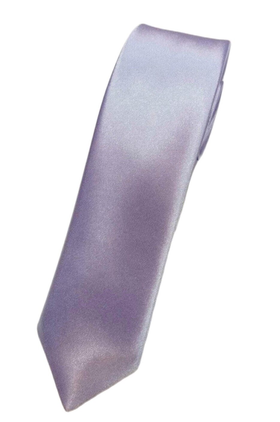 เนคไทผ้าเงาสกรีนลายขนาดเล็ก 4.5 X 150 cm สีม่วงอ่อนแบบผูกเอง ไม่มียี่ห้อ