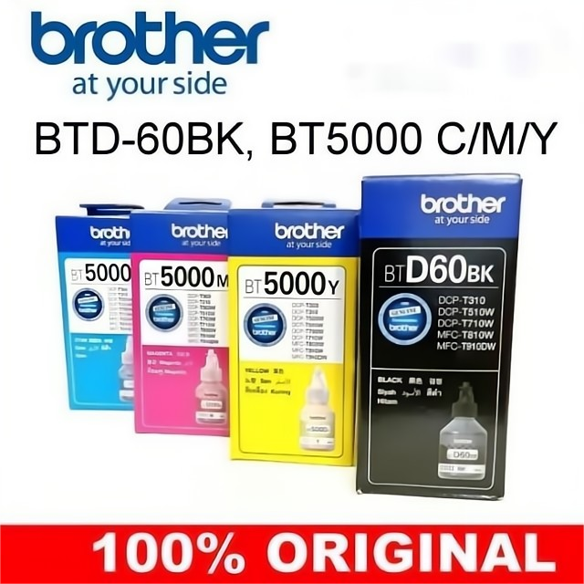 หมึก BROTHER แท้ ??% (NOBOX) BT D60BK,BT5000Y,BT5000M,BT5000CBrother DCP-T310 / DCP-T510W / DCP-T710W / MFC-T800W
