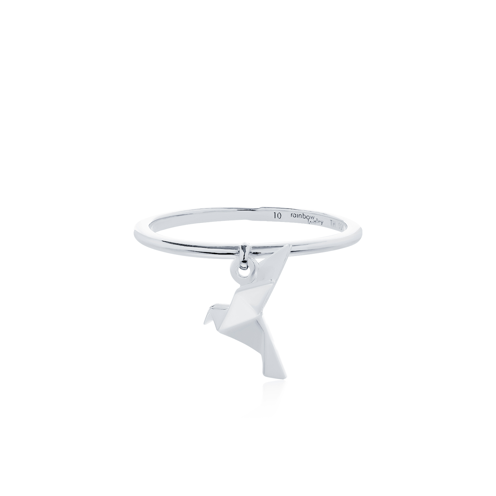 ORIGAMI LUCKY RING แหวนห้อยจี้ลายกระดาษพับ สัญลักษณ์แห่งความโชคดี และ ความสุข 13 ลาย สี White Gold