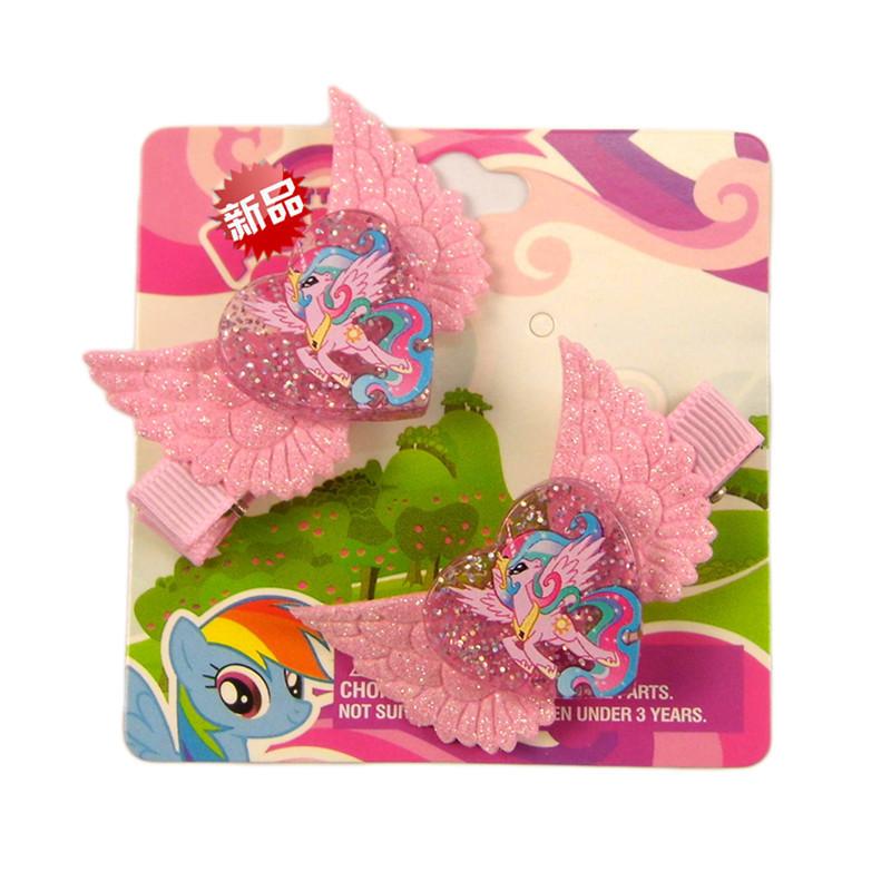 กิ๊บติดผม โพนี่ little Pony รูปปีกมีเกร็ดสะท้อนแสง กิ๊ฟติดผม 1 คู่ คุณภาพดี สีสันสวยงาม