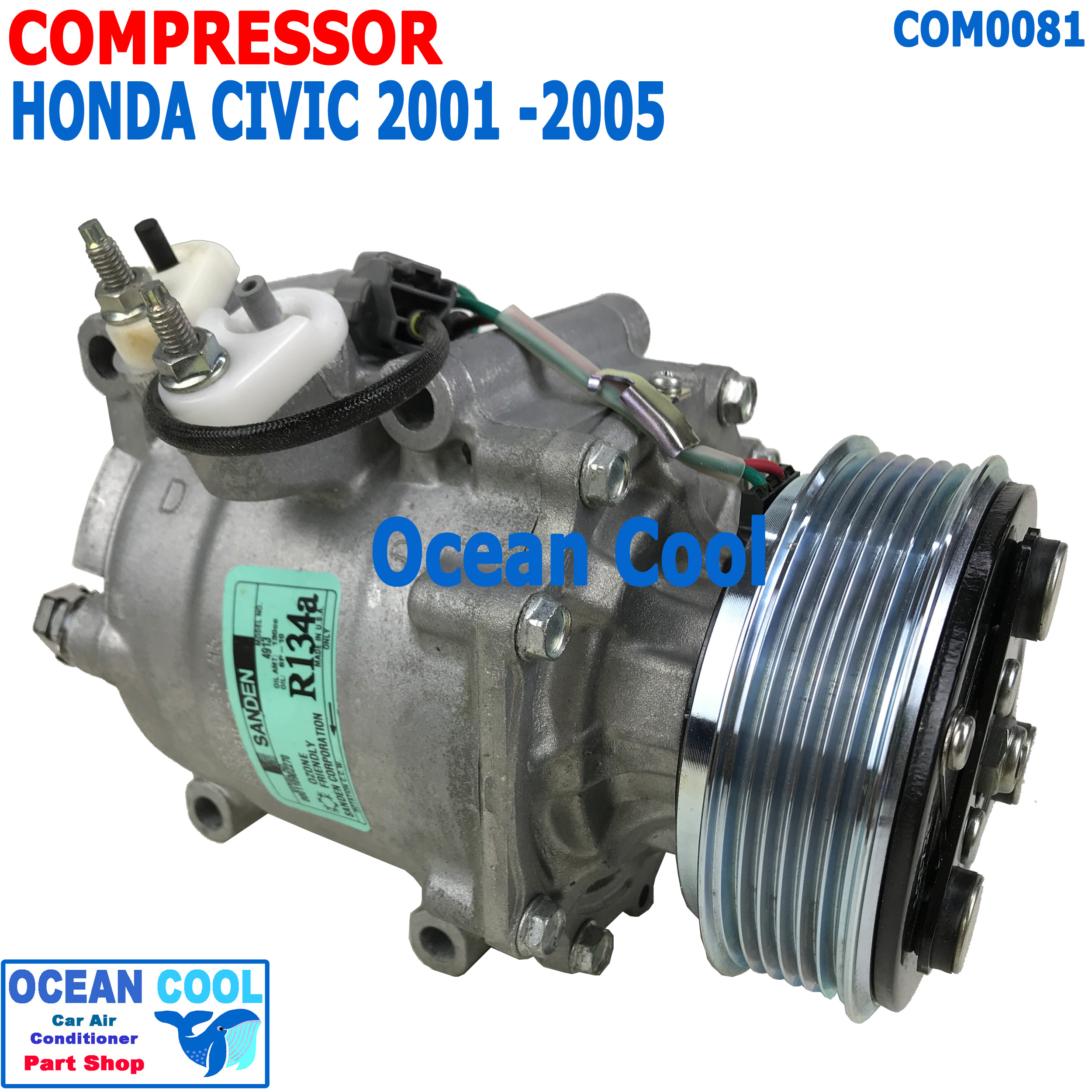 คอมเพลสเซอร์ ฮอนด้า ซีวิค 2001 - 2006 COM0081 Compressor For HONDA CIVIC VII 1.4L 16V คอมแอร์ คอม คอมเพสเซอร์ ซีวิก TRSA09 2002 2003 2004 2005 ราคา 8,800 บาท*ส่งฟรี