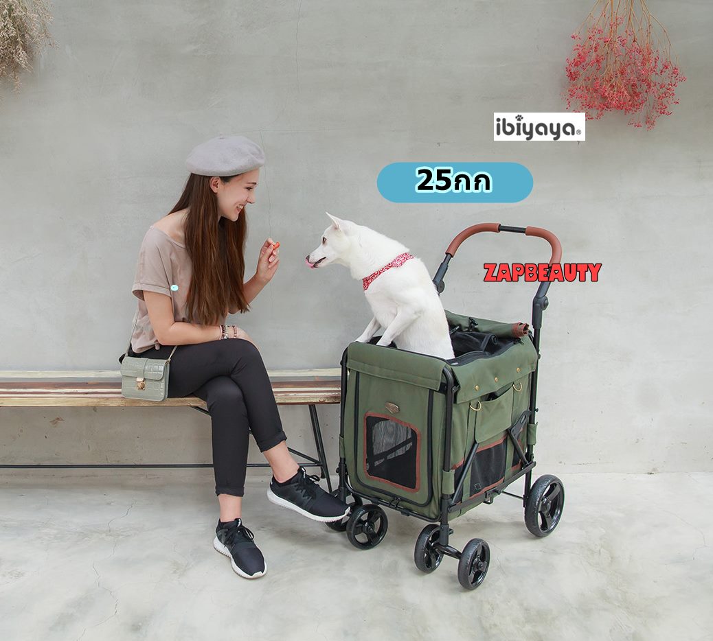 ส่งไว ibiyaya รถเข็นสุนัข 25กก.รุ่นGiant Pet Wagon ที่จับเป็นหนัง ibiyaya pet stroller Gentle Giant Pet Wagon