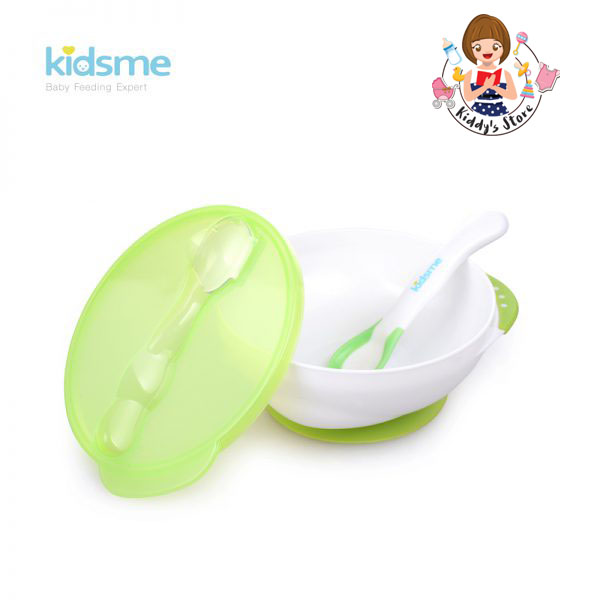 Kidsme Suction Bowl with Temperature Spoon Set ชุดชามสูญญากาศและช้อนป้อนอาหารแบบแสดงอุณหภูมิ