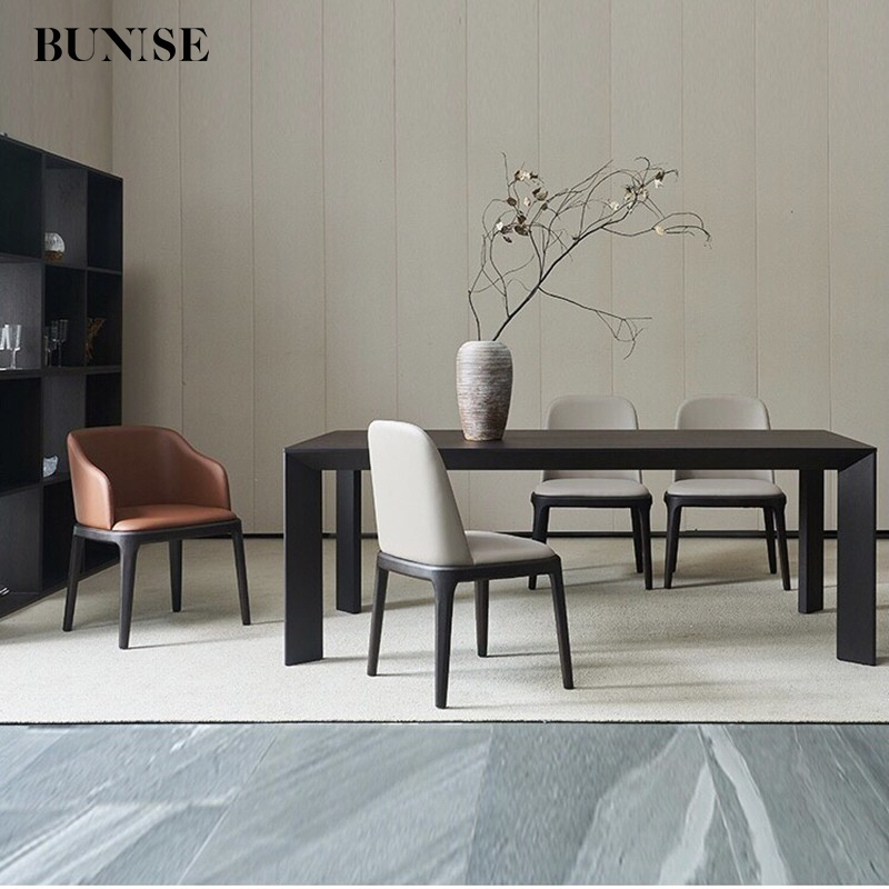 BUNISE Solid Wood Dining Table SD14 - Modern 1-8 Seater, Large Family Dining Table, Scandinavian Minimalist Design